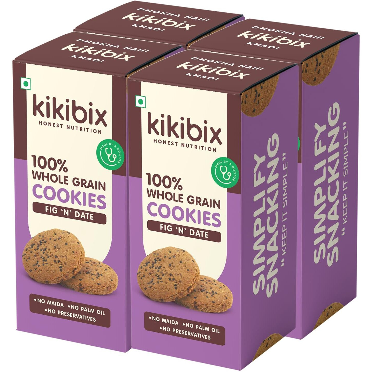 Kikibix Figs Jaggery Cookies | Best Lactation cookies | Pcos & Pcod Friendly | Tasty & Healthy Snacks For Adults | Anjeer & Jaggery Biscuits | Nutritious Multigrain Cookies | 520 Gms