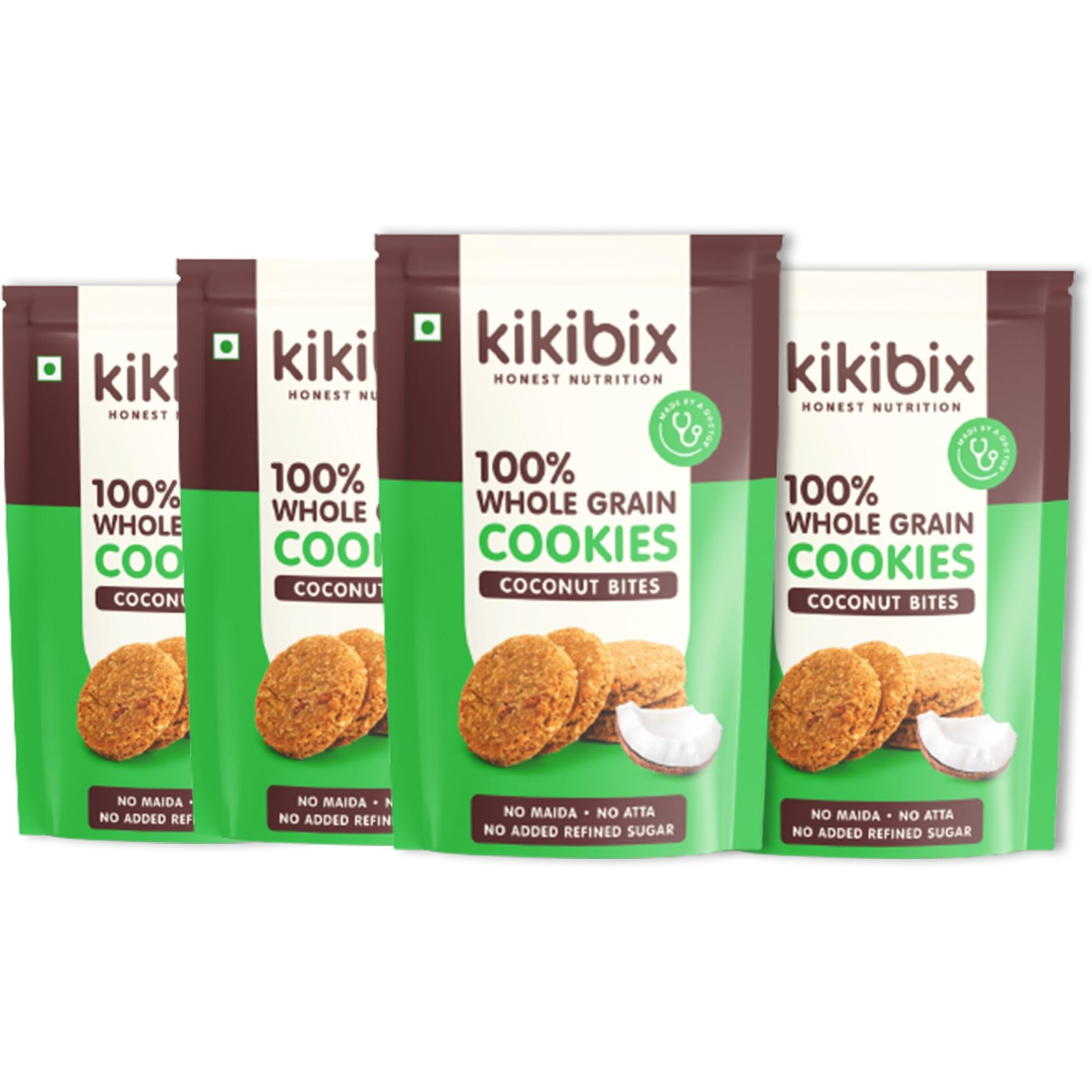 Kikibix High Fibre Coconut Cookies | High Fibre, Tasty & Healthy Mini Jaggery Biscuits | Multigrain Digestive Biscuit | Healthy Snacks For Adults & Kids | 320 Gms