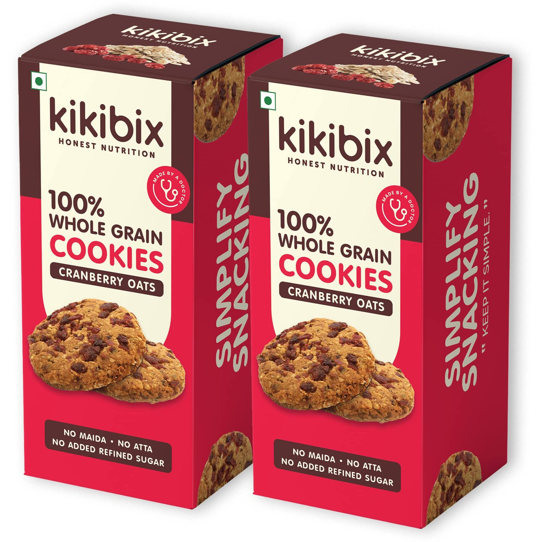 Kikibix Cranberry Oats Cookies | Tasty Jaggery Biscuits | No Maida, No Refined Sugar | Natural Biscuits With Berries & Seeds | Healthy Snacks For Adults & Kids | 260 Gms