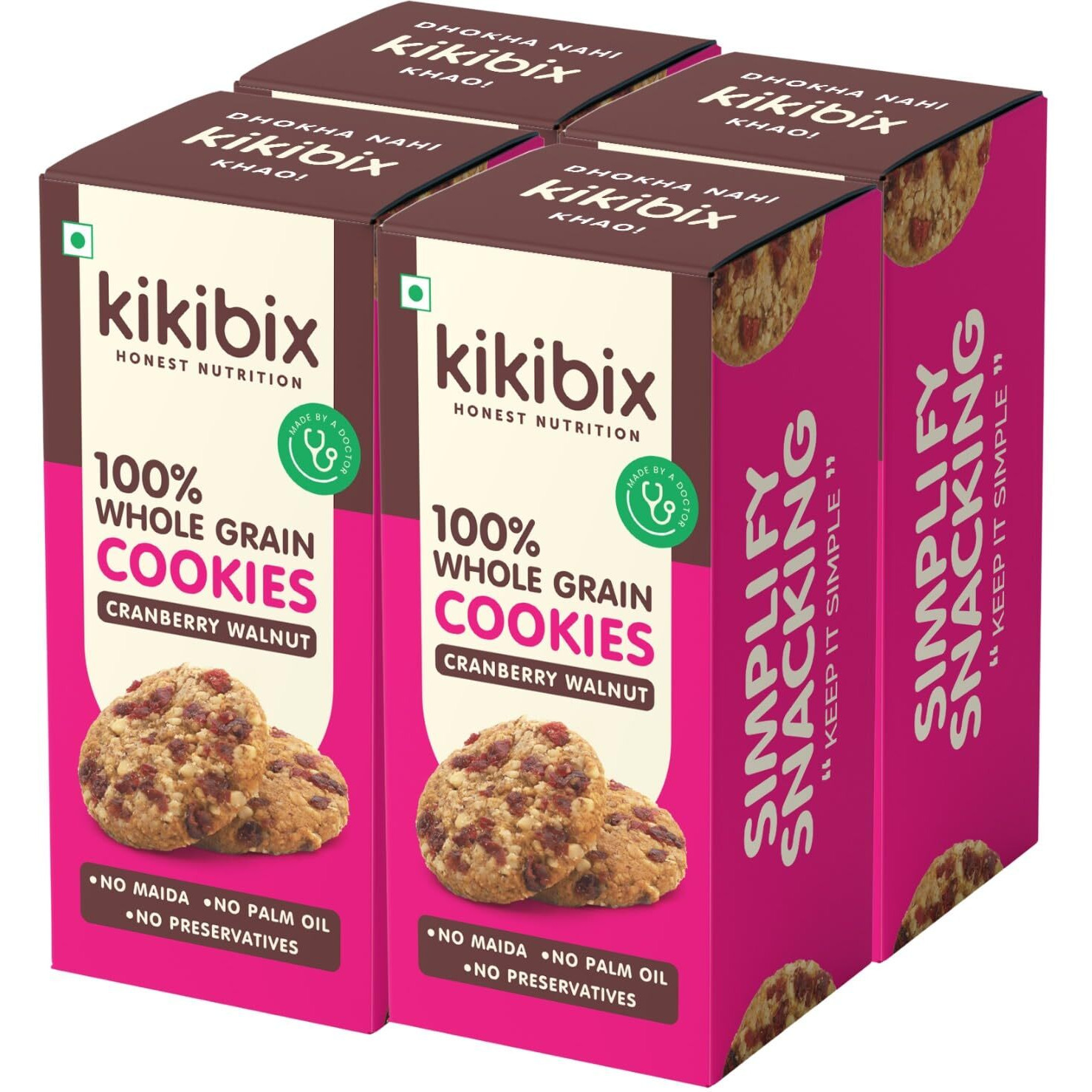 Kikibix Cranberry Walnut Oats Cookies | No Wheat & No Maida | Tasty Jaggery Biscuits | Natural Biscuits With Berries & Seeds | For Pcos, Weightloss | Healthy Snacks For Adults & Kids | 520 Gms