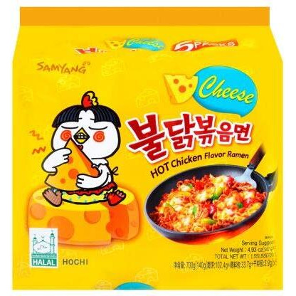Samyang Hot Chicken Ramen Cheese Noodles, 5 X 140 grams