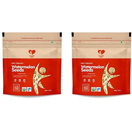 Nourish You Organic Watermelon Seeds | Magaj Seeds Pack | Tarbuj Beej | Rich in Protein | Potassium | Magnesium & Iron | Raw Watermelon Seeds for Eating | Diet Food | Pack of 2 x 100 GM |