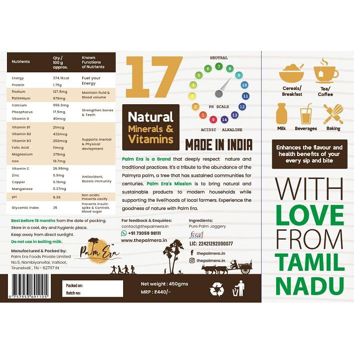 Palm Era Mom & Kids Palm Jaggery Powder-200G|Agmark Certified, Fermented, Organic, Hygienic, Super Safe, Chemical-Free, Traditional, Low Gi, Nutrient-Rich