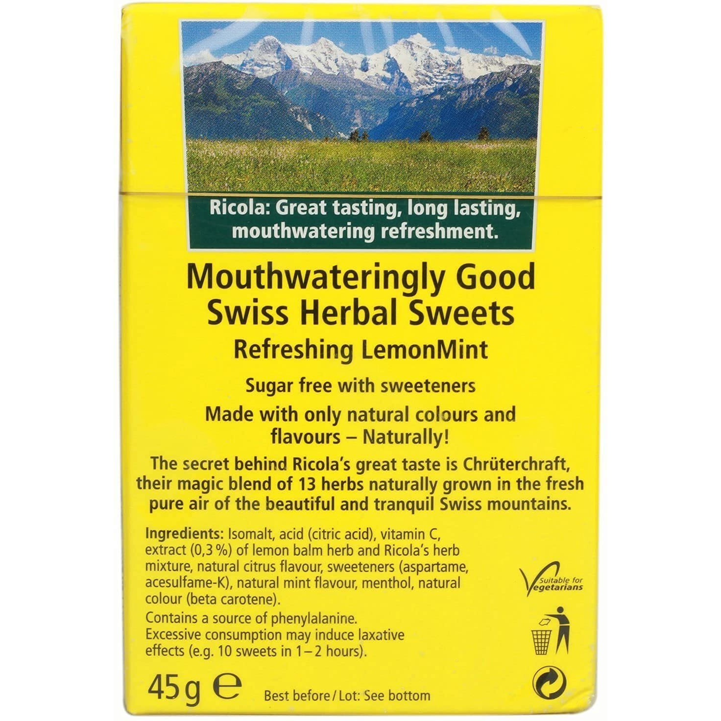 Ricola Lemon Mint Candy, 1.59 oz  45 g