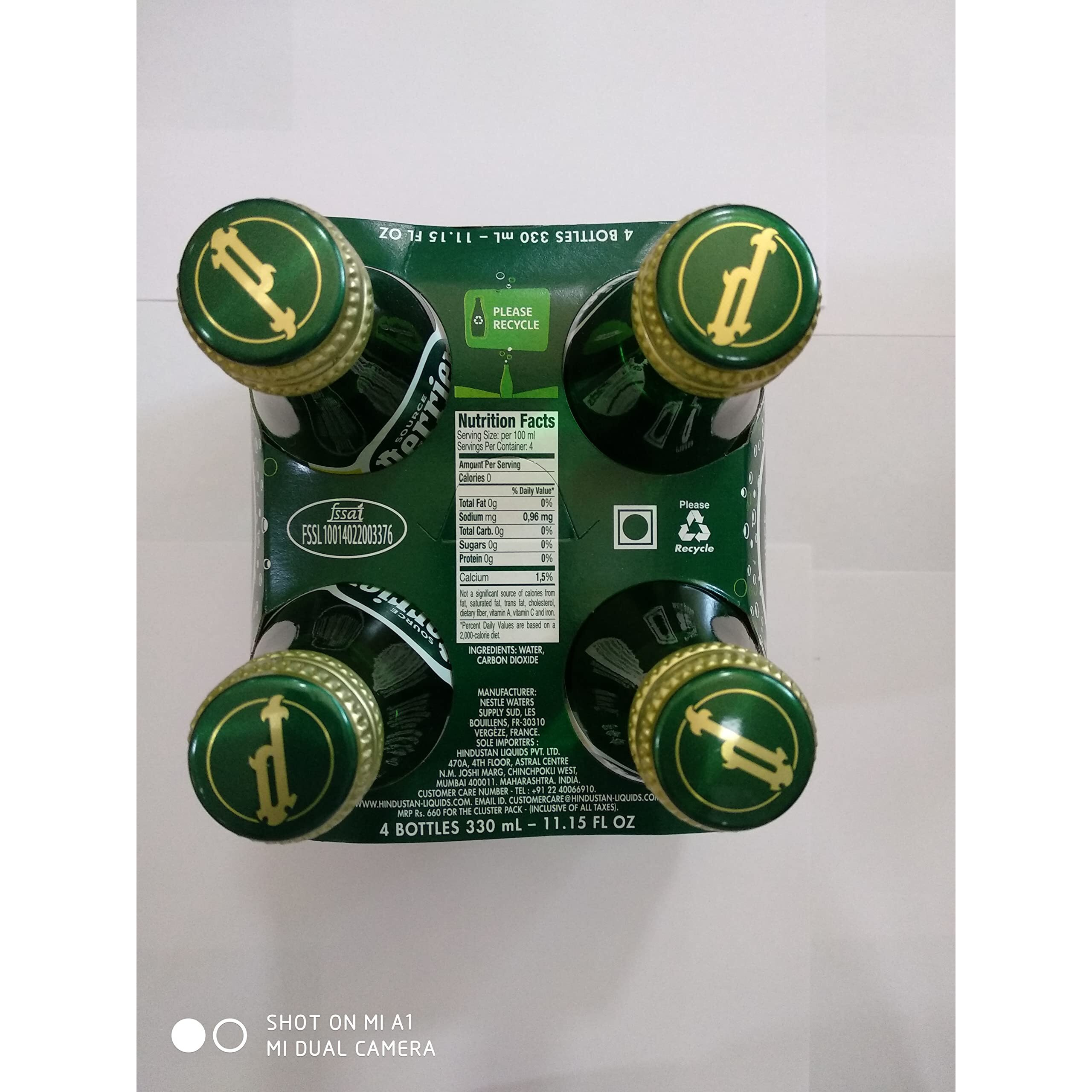 Perrier Carbonated Water (Sparkling Water) 330ml (Pack of 4)