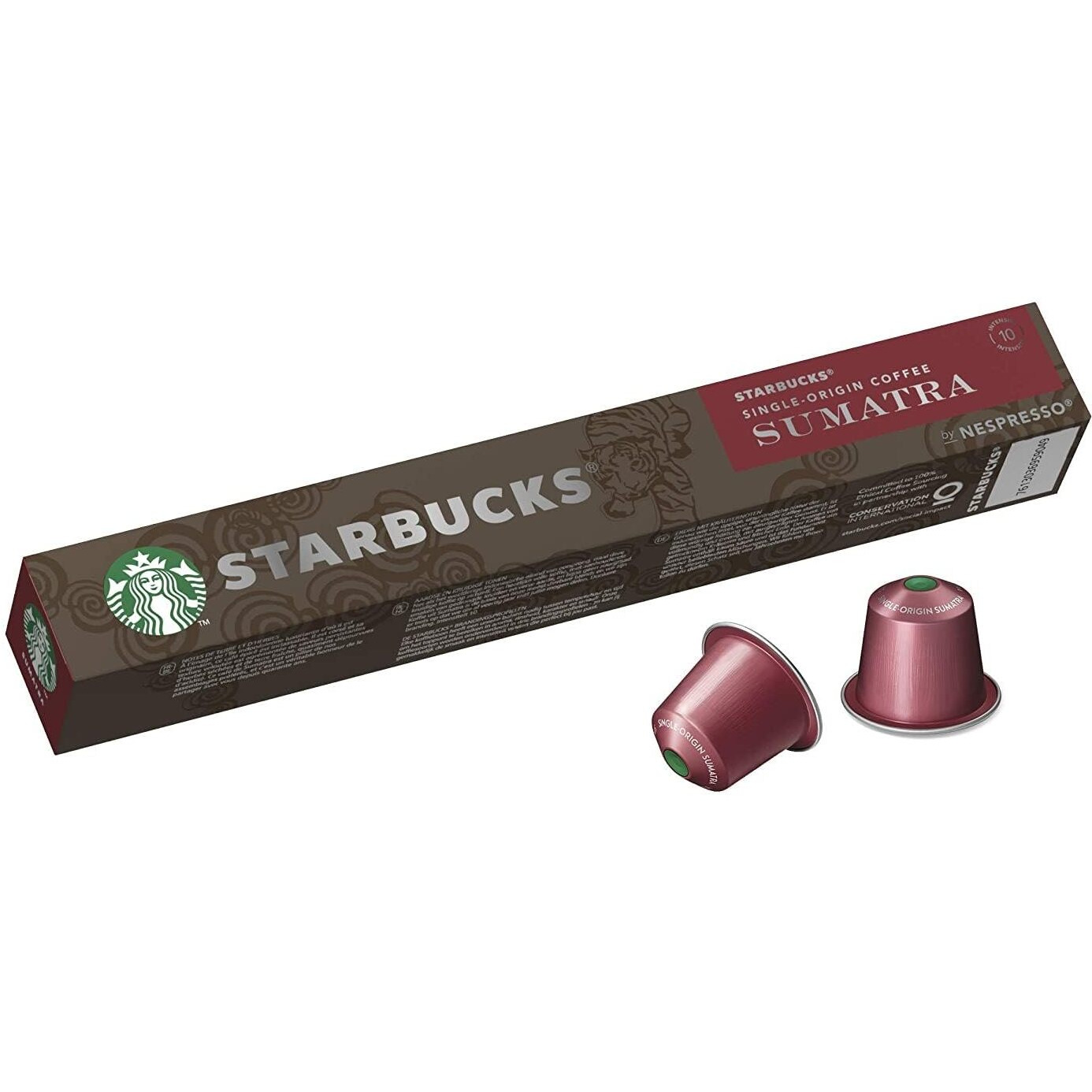 Starbucks Single Origin Sumatra Coffee Dark Roast Coffee Capsule by Nespresso Intensity 10, 55g