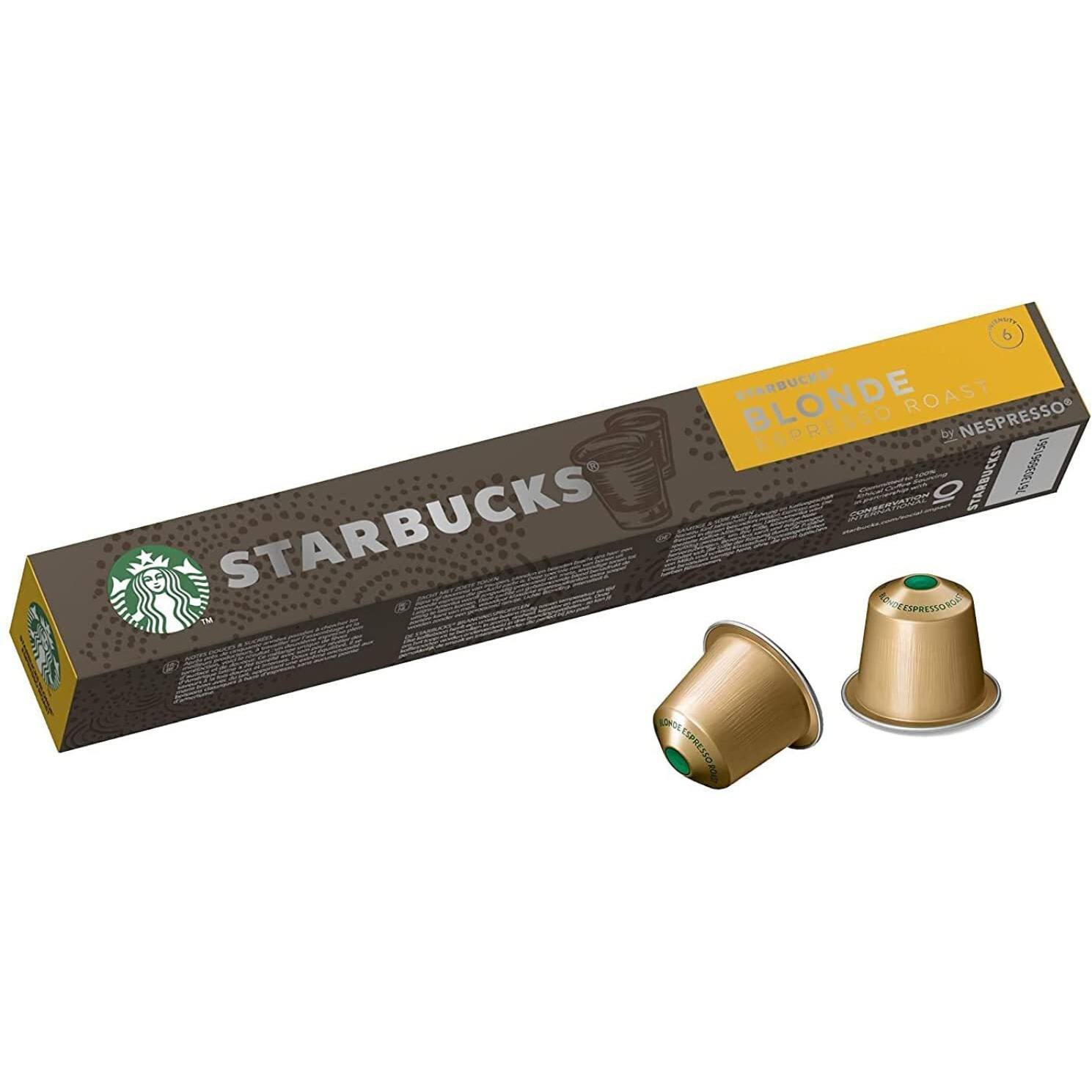 Starbucks Blonde Espresso Roast Coffee Capsules by Nespresso Intensity 6, 1.87 oz  53 g