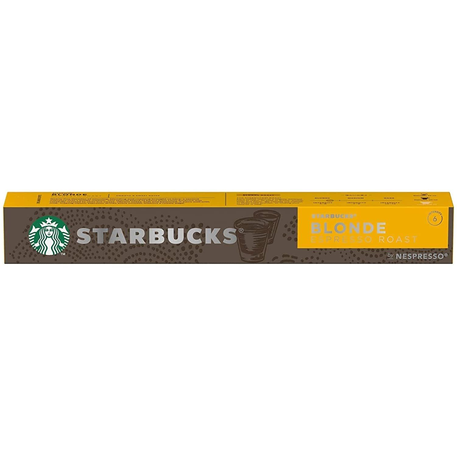 Starbucks Blonde Espresso Roast Coffee Capsules by Nespresso Intensity 6, 1.87 oz  53 g