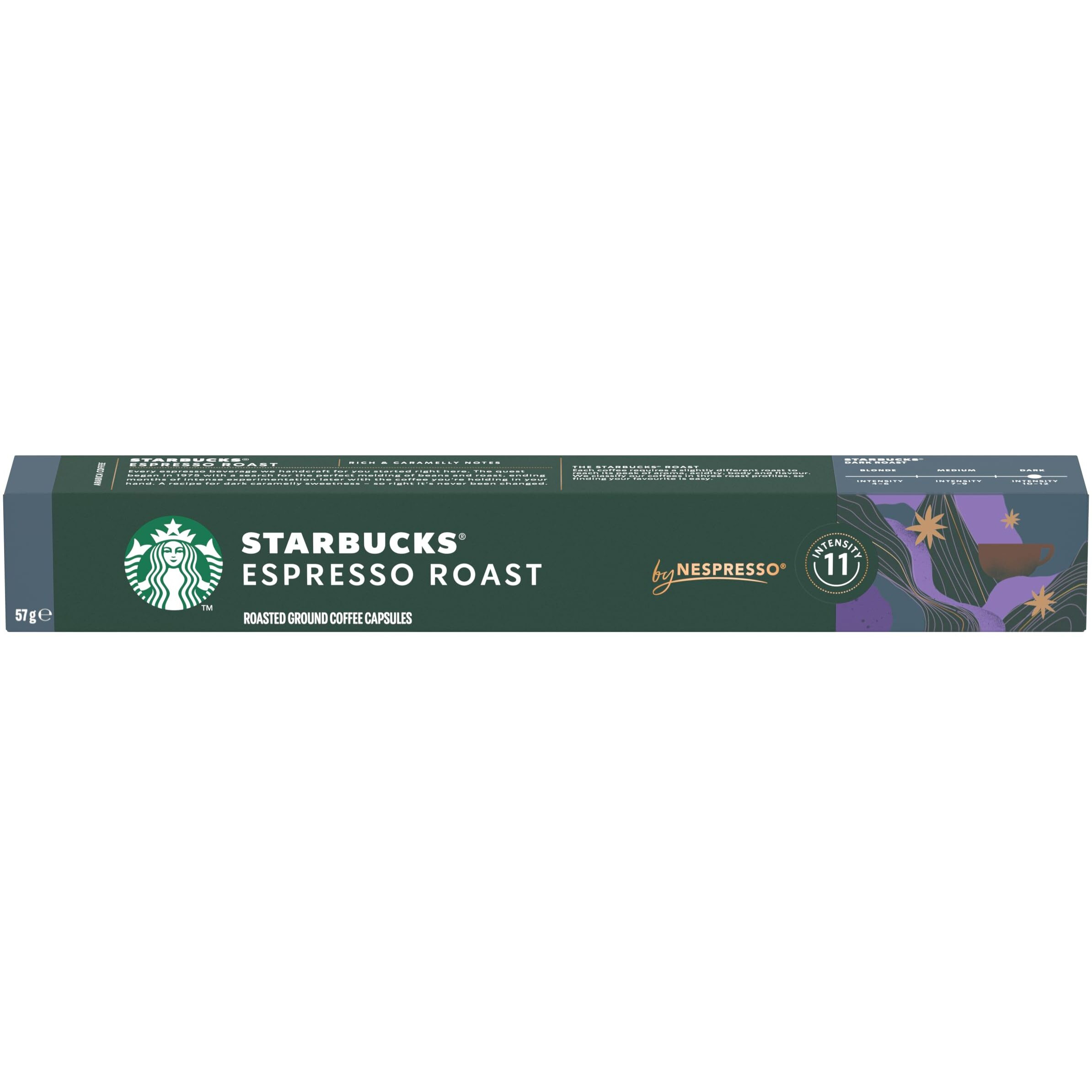 Starbucks by Nespresso Espresso Roast Coffee Pods 10 Capsules, Bag,0.57 Kilograms