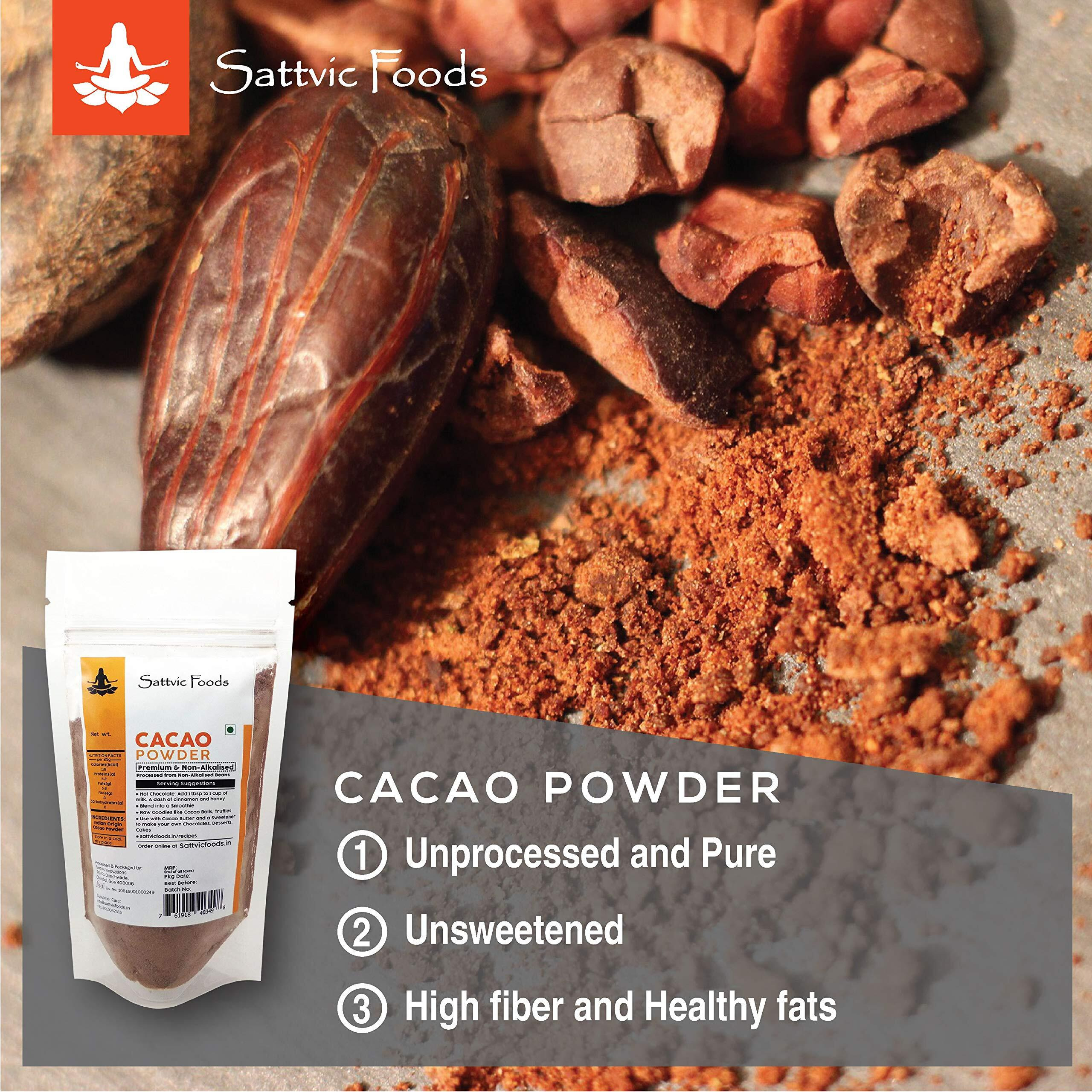 Sattvic Foods Artisanal Cacao Powder (100 g) Produced from Non-Alkalized Cacao beans | Unsweetened | Sourced from Kerala | High in Antioxidants | Use in Baking, Smoothies, Truffles