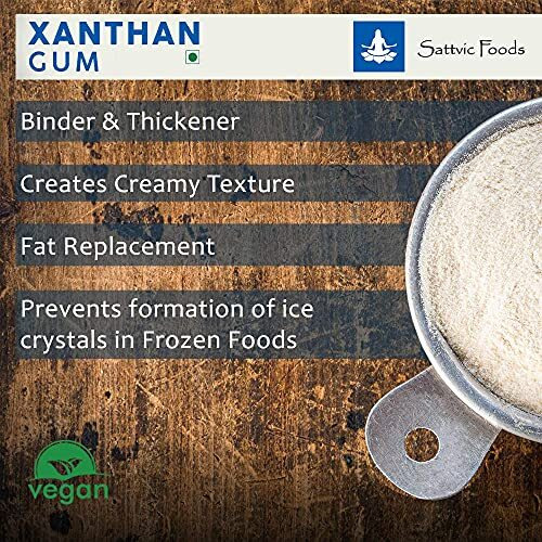 Sattvic Foods Xanthan Gum (100 g) Gluten-Free Stabilizer, Emulsifier & Vegan Thickener | NON-GMO | Keto-Friendly | Essential in Gluten-Free Baking, Use in Gravies, Sauces, Salad Dressings