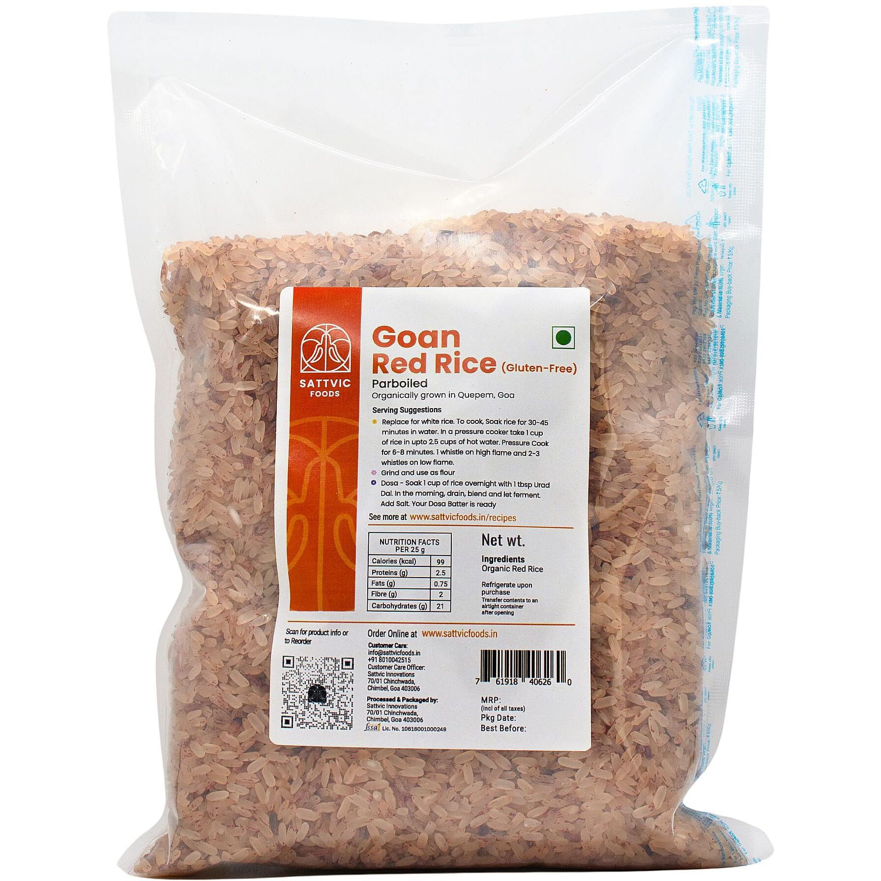 Sattvic Foods Goan Red Rice (4.5 kg) Parboiled | High in Fibre | Low Glycemic Index | Nutrient Rich | Healthier Substitute for White Rice | Use in Salads, Soups and Kheer