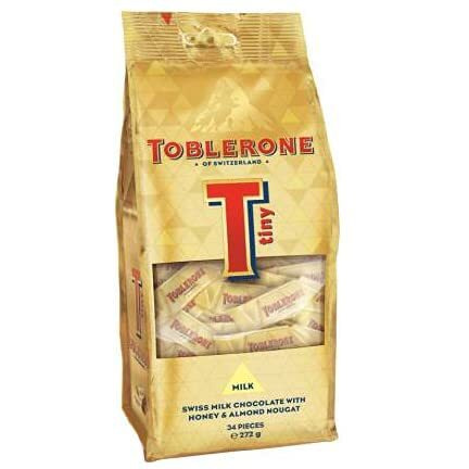 Toblerone Tiny Swiss Milk Chocolate Honey & Almond Nougat Pouch (34 pieces), 272g