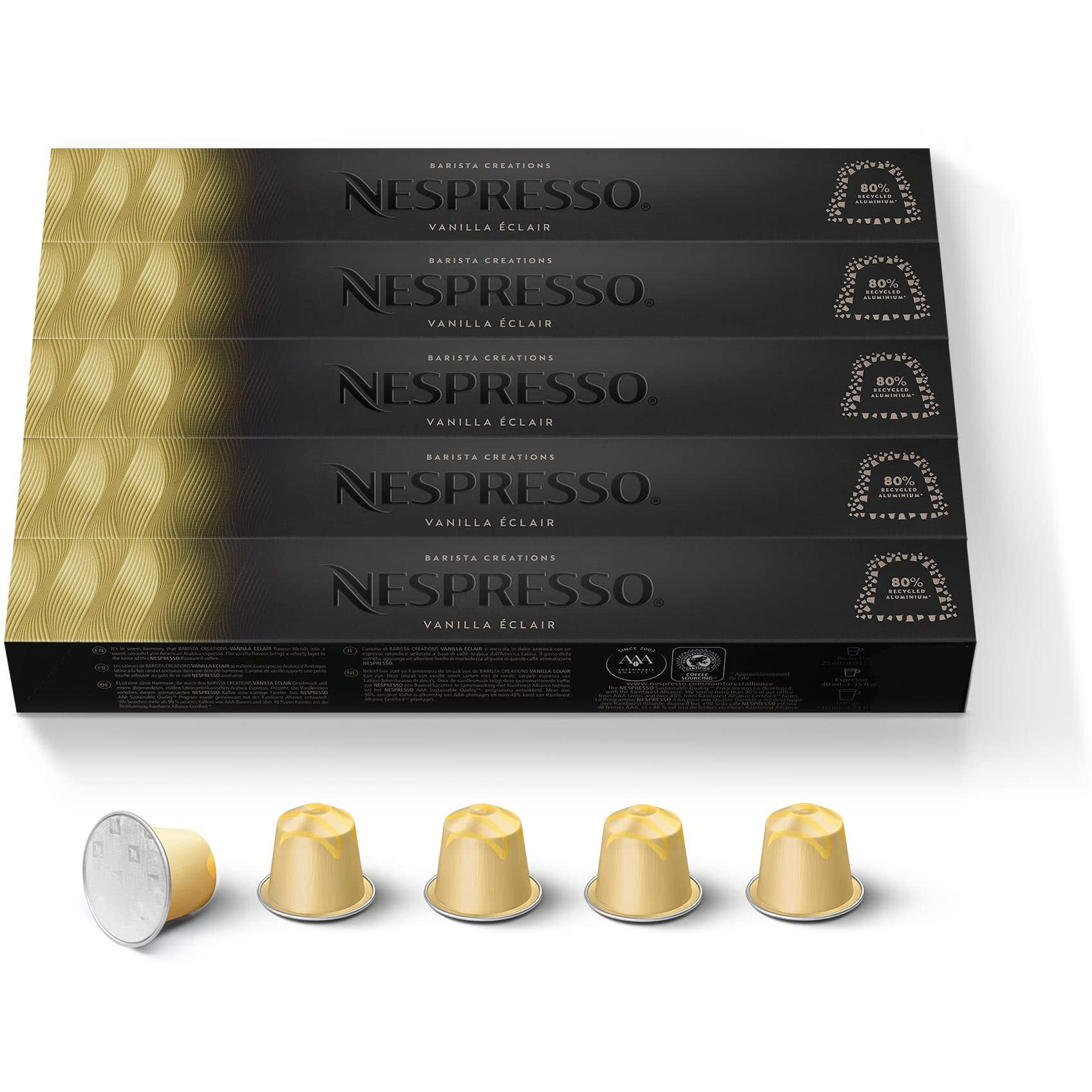 Nespresso Capsules Vanilla clair, 50 Espresso Coffee Pods, Pack of 1