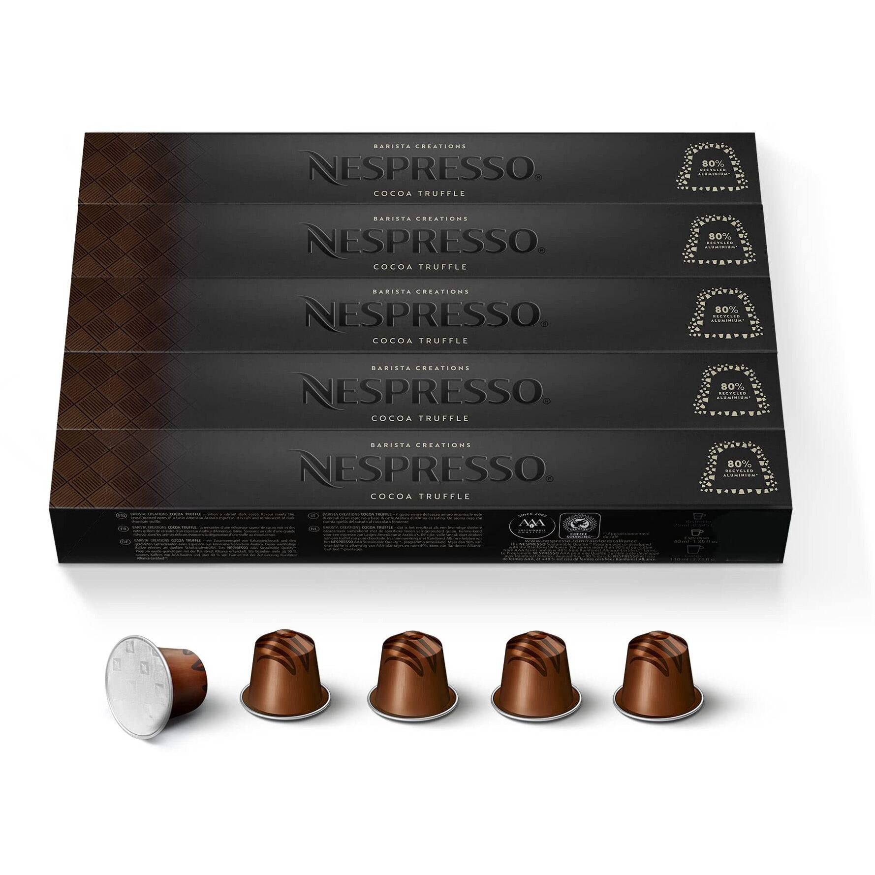 Nespresso Capsules Cocoa Truffle, 50 Count Espresso Coffee Pods, Box