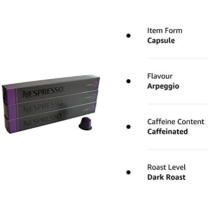 Nespresso 30 Pods Arpeggio Coffee Capsules (3 Sticks), Pack Of 1 - 0.705 Pounds