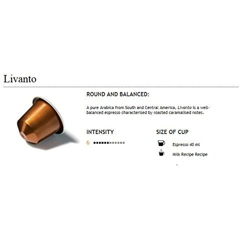 30 Pods Livanto Nespresso Coffee Capsules (3 Sticks)
