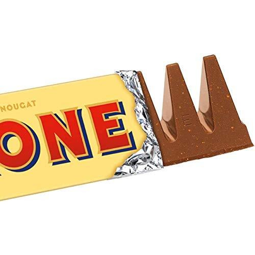 Toblerone of Switzerland Milk Chocolate with Honey and Almond Nougat, 200 Grams
