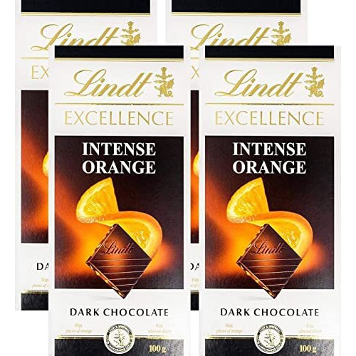 Lindt Excellence Orange Intense Dark Chocolate, 4 X 100 Gram, 400 Gram