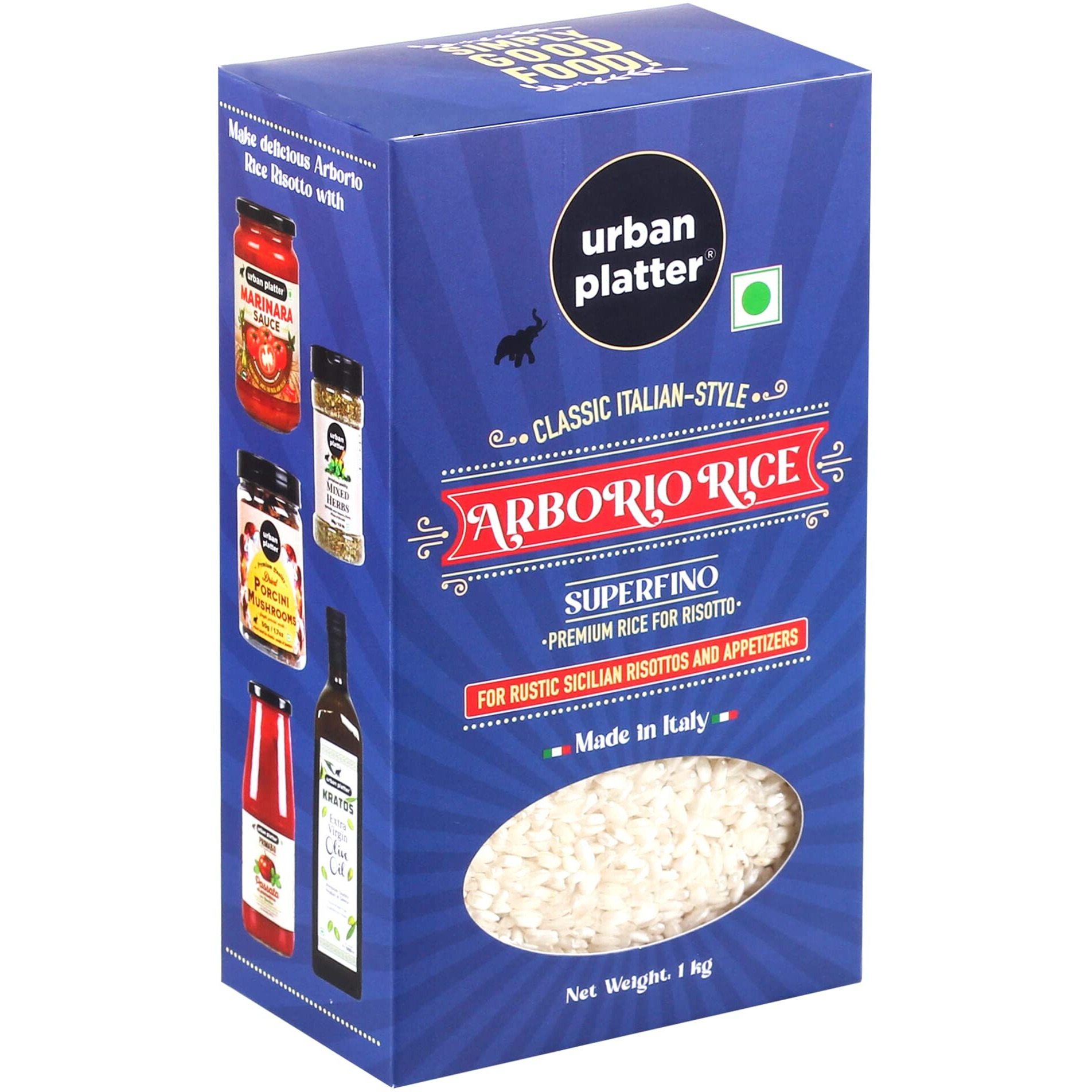 Urban Platter Italian Arborio Rice, 1kg (Imported from Italy, Ideal for Risotto, Vacuum Packed)