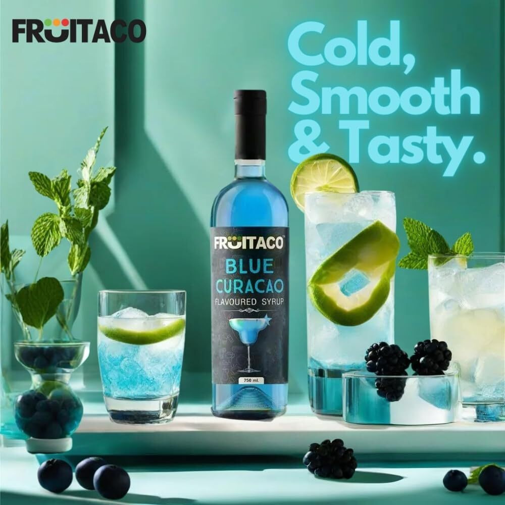 Fruitaco Blue Curacao Liquid Syrup Grenadine Green Mint Mojito Mint - Mocktail Syrup, Cocktail Mix, Cocktail Syrup Mojito Syrup Perfect For Mocktails&Cocktails,Mint Syrup Flavor Pack Of 4 (375 Ml)