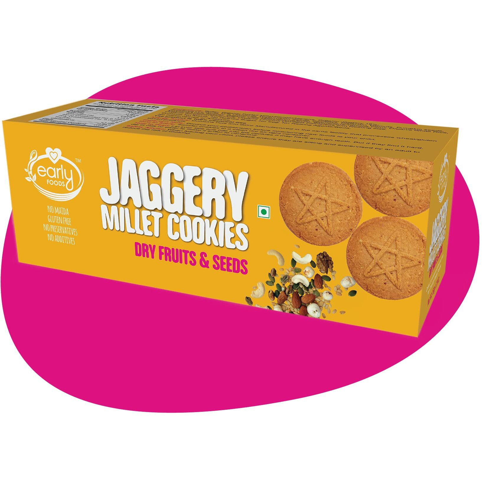 Early Foods Organic Dry Fruit Jaggery Cookies - Kids Snack 150gms