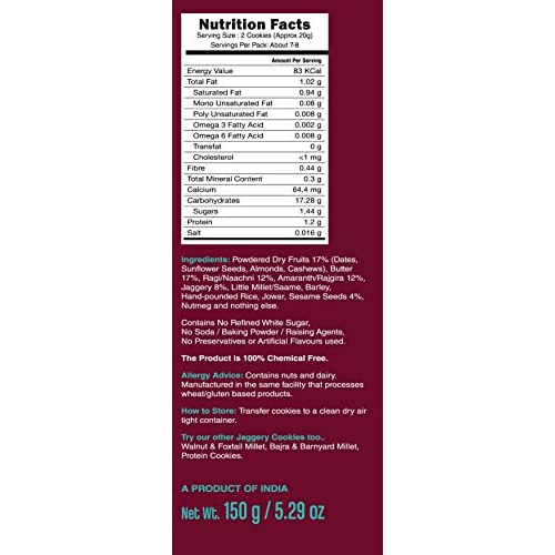 Early Foods Ragi & Sesame Seeds Cookies, Healthy Pregnancy & Breast-Feeding Snack, 150 g | Ragi Biscuits