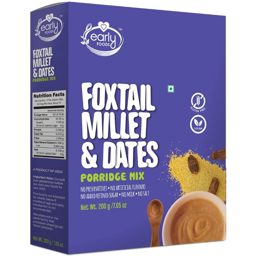 Early Foods - Foxtail Millet & Dates Porridge Mix, 200G|Cereals For Kids