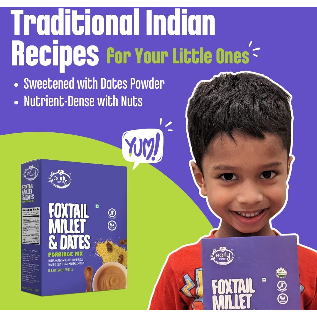 Early Foods - Foxtail Millet & Dates Porridge Mix, 200G|Cereals For Kids
