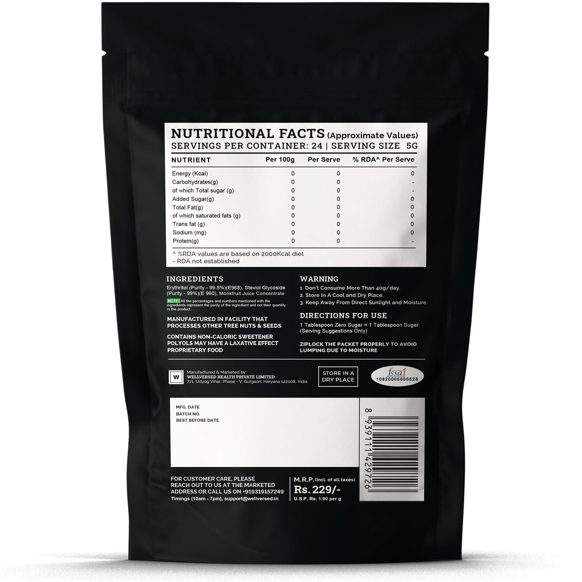 Ketofy Zero Sugar (120g) |Stevia and Monk Fruit Sweetener | No Maltodextrin, No Aspartame | No Bitter Aftertaste | Sugar Free | Tastes Just Like Sugar | Ultra Low GI Keto Sweetener | Natural Sweetener