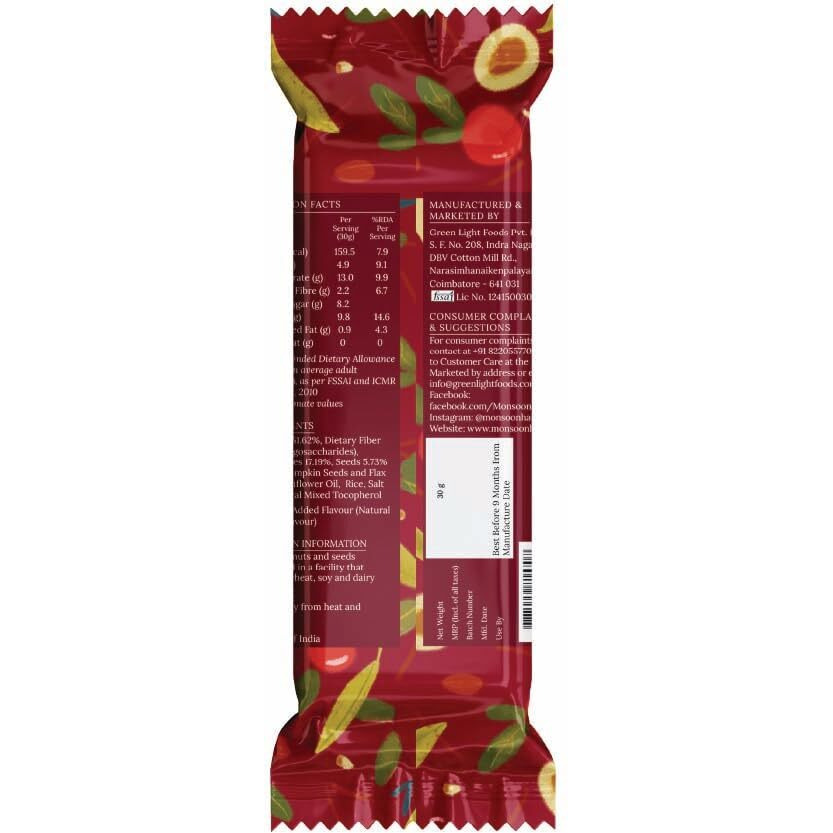 Wingreens Harvest Nuts & Seeds Energy Bars - Cranberry & Almond - 180 g (Pack of 6 x 30 g), Almonds, cashews, pumpkin seeds, Healthy Vegan Protein Snack Bars, Gluten Free, high Fibre.