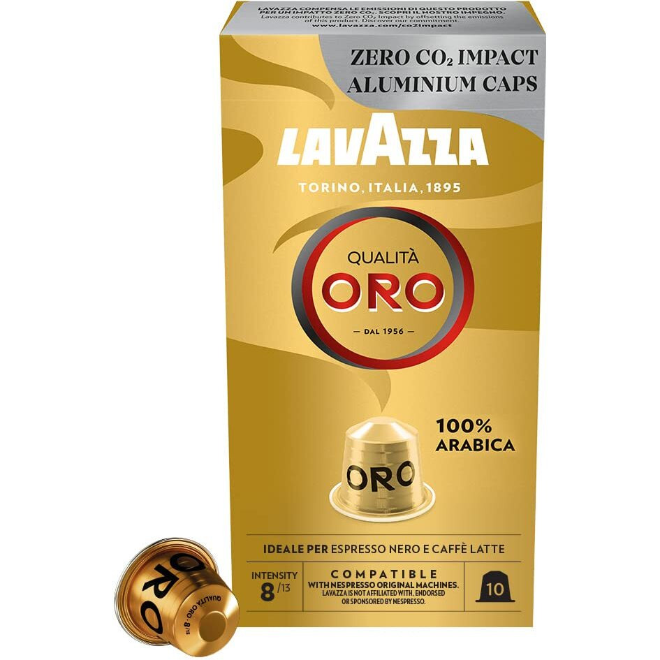 Lavazza Qualit Oro, Nespresso Compatible Aluminium Capsules, Zero Co2 Impact, 1 Pack Of 10 Capsules, 55 Gram