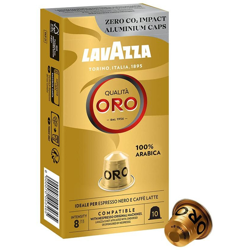 Lavazza Qualit Oro, Nespresso Compatible Aluminium Capsules, Zero Co2 Impact, 1 Pack Of 10 Capsules, 55 Gram