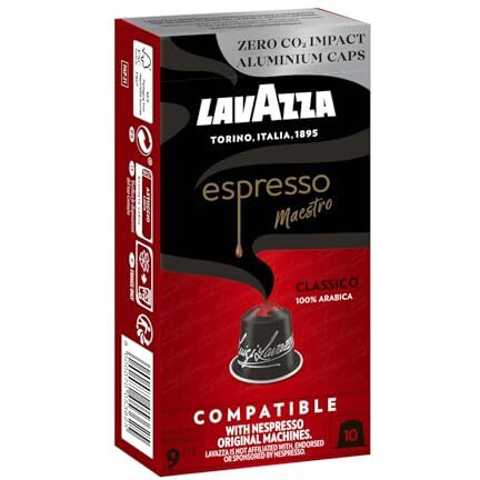 Lavazza Espresso Maestro Classico, Aluminium Nespresso Compatible Coffee Capsules | Pack Of 10 | Intensity 9 | 57 Gram