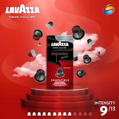 Lavazza Espresso Maestro Classico, Aluminium Nespresso Compatible Coffee Capsules | Pack Of 10 | Intensity 9 | 57 Gram