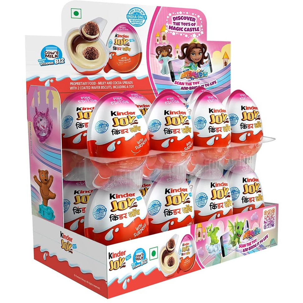 Kinder Joy Chocolate Snack with Surprise, Pink, 8 X 160 g
