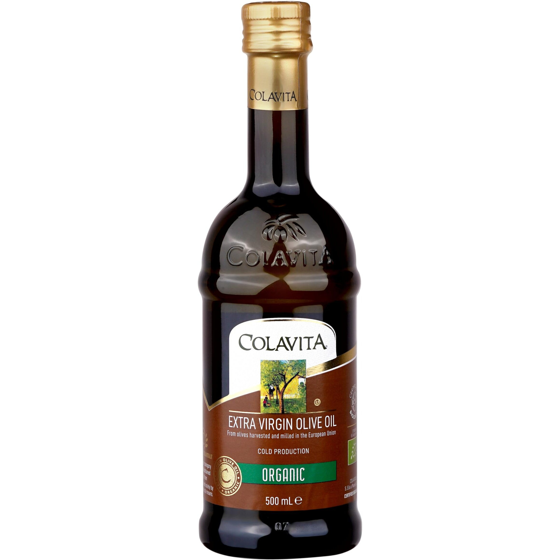 Colavita Italian Organic Extra Virgin Olive Oil (500 ml) | Imported from Italy |Ideal for Cooking, Dips, and Marinades | Cold Pressed Oil from Italian grown Olives | Timeless Bottle Pack