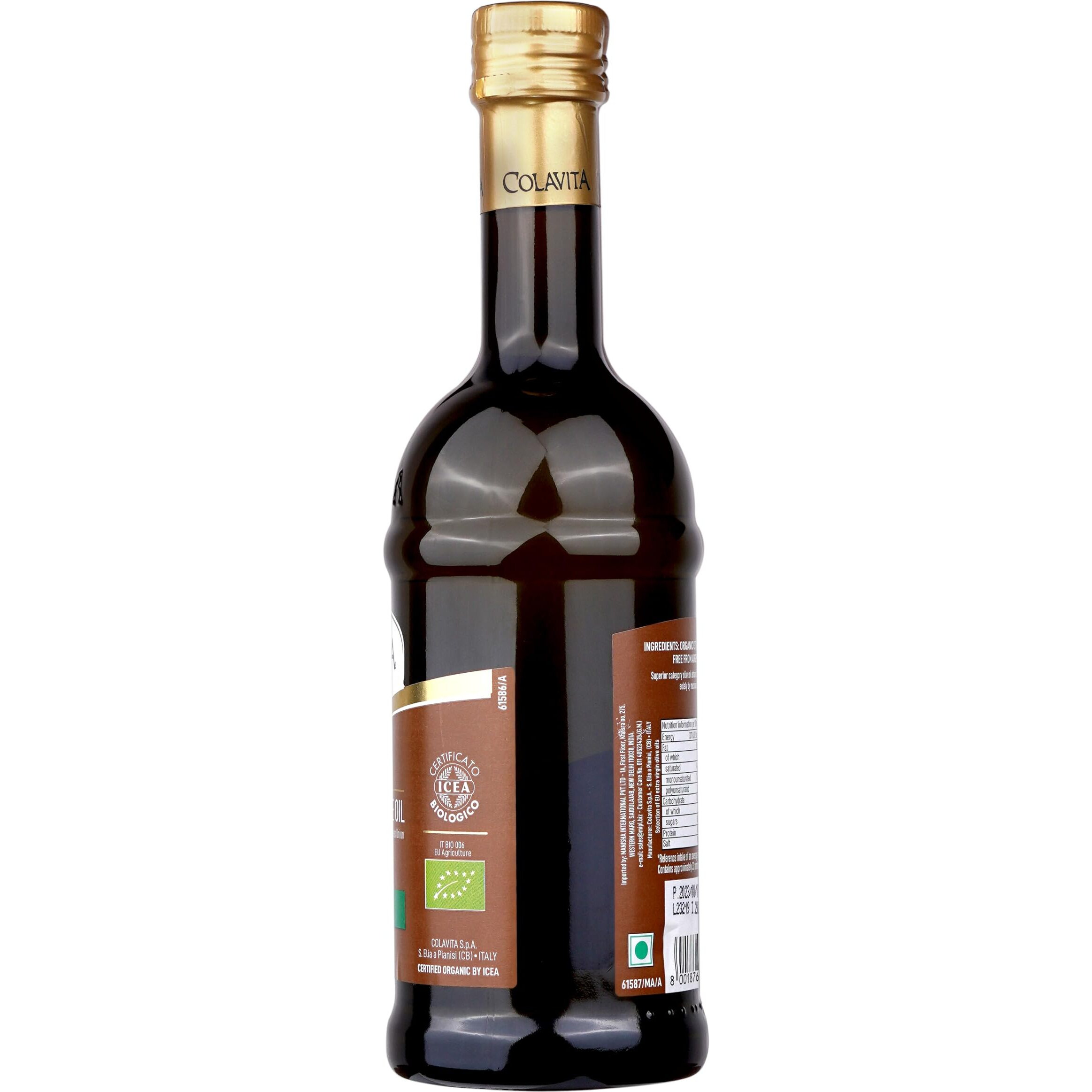Colavita Italian Organic Extra Virgin Olive Oil (500 ml) | Imported from Italy |Ideal for Cooking, Dips, and Marinades | Cold Pressed Oil from Italian grown Olives | Timeless Bottle Pack