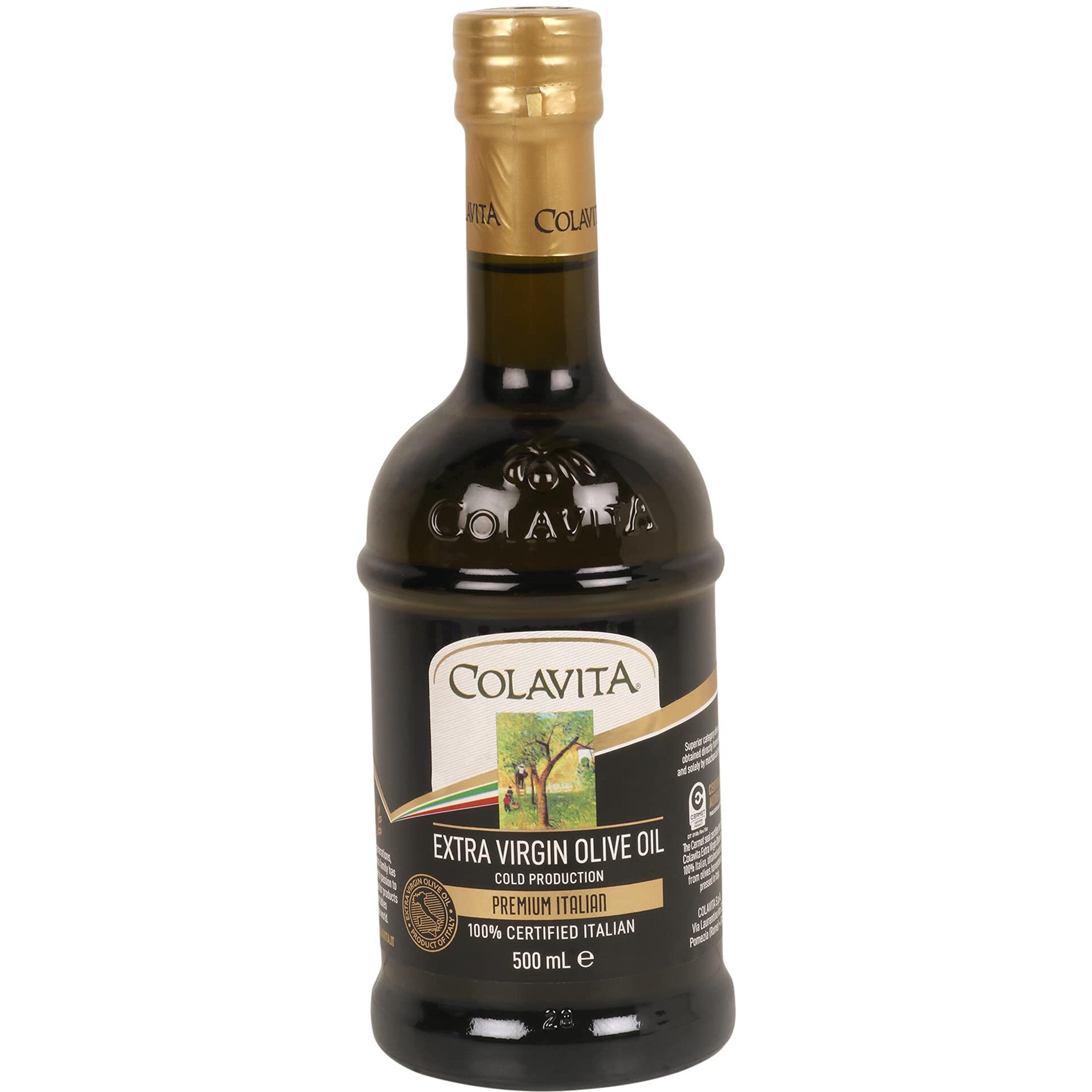 Colavita Extra Virgin Olive Oil (500ml) | Imported from Italy | Italian Olive Oil for Cooking, Dips and Marinades | Cold Pressed Oil | Timeless Bottle Pack