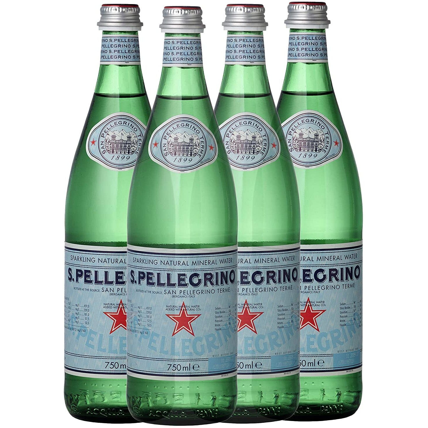 San Pellegrino Sparkling Natural Mineral Water Bottle, 4 x 750 ml