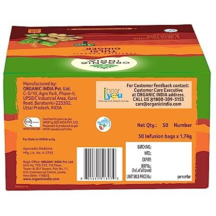 ORGANIC INDIA Tulsi Ginger 50 Teabags
