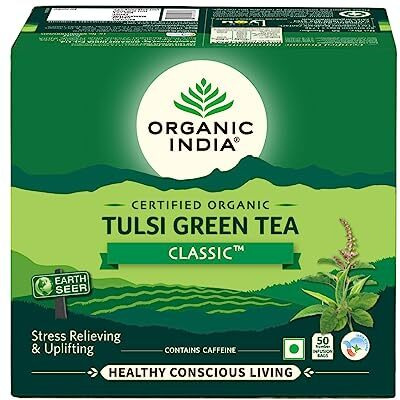 ORGANIC INDIA Tulsi Green Classic Tea 50 Tea Bags - Green