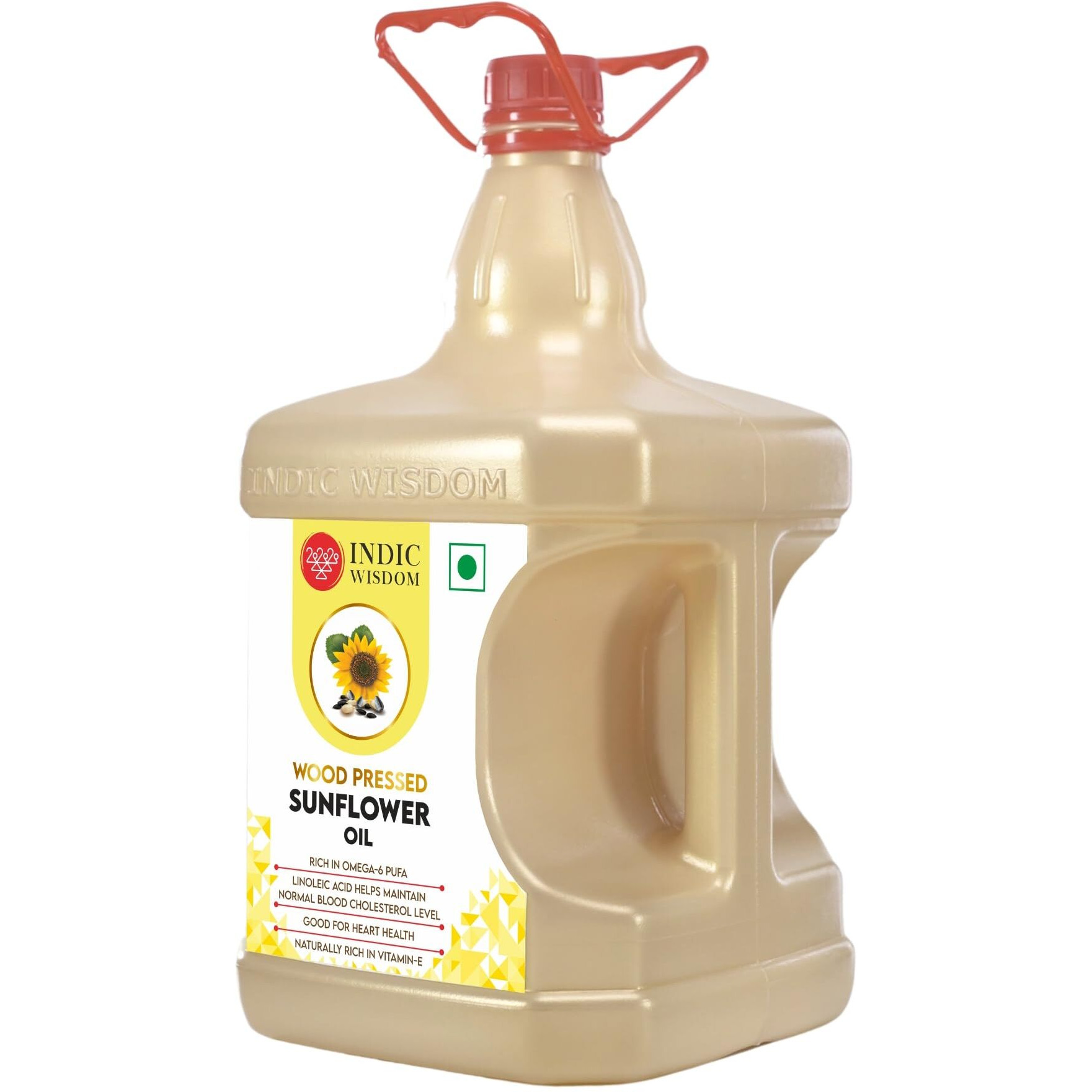 IndicWisdom Wood Pressed Sunflower Oil 5 liter (Cold Pressed Sunflower Oil - Extracted on Wooden Churner)
