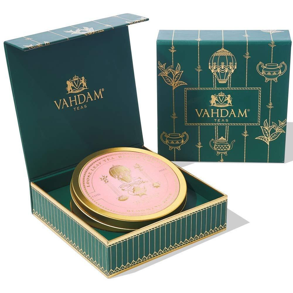 VAHDAM, Black Tea Private Reserve - Single Tin Caddy Gift Set | Pure Ingredients - Blooming Rose Black Tea | Luxury Tea Gifts for All Occasions | Gifts for Everyone
