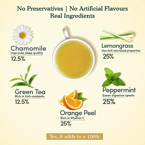 VAHDAM, Chamomile Mint Citrus Green Tea Bags (50 Count) Low Caffeine, Non GMO, Gluten Free | Sweet & Floral | Whole Loose Leaf Tea Bags | Resealable Ziplock Pouch | Chamomile Tea, Mint Tea Bags