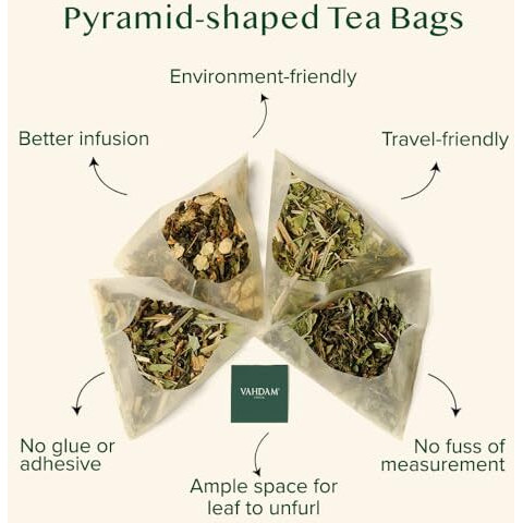 VAHDAM, Turmeric Ashwagandha Herbal Tea Bags (50 Count) 100% Pure Herbal Blend - Turmeric, Ashwagandha, Lemongrass, Black Pepper & Licorice | Resealable Ziplock Pouch