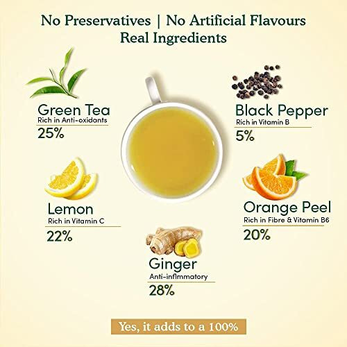 VAHDAM, Lemon Ginger Green Tea Bags (50 Count) Med Caffeine, Non GMO, Gluten Free | Fruity Flavor - Zesty Lemon & Orange Peel | Whole Loose Leaf Tea Bags | Resealable Ziplock Pouch