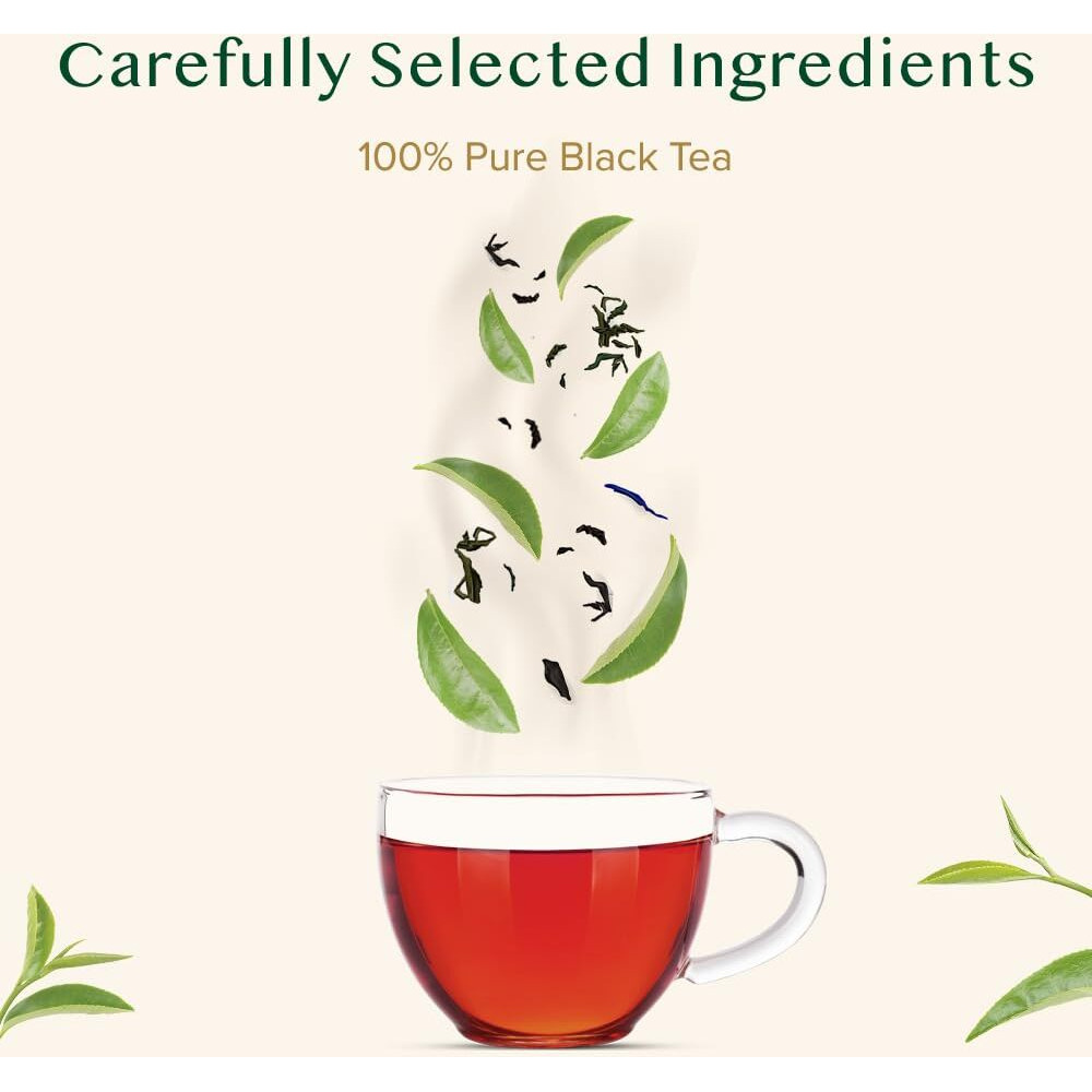 VAHDAM, Organic Darjeeling Black Tea Bags (50 Count) High Caffeine, Non-GMO, Gluten-Free | Strong, Robust & Flavoury | Unblended Second Flush Darjeeling Tea Bags | Resealable Ziplock Pouch