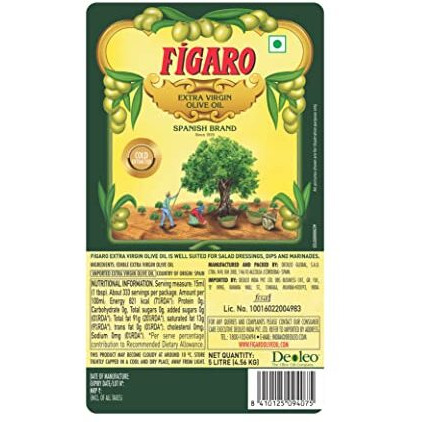 Figaro Extra Virgin Olive Oil- 100% Natural and Cold Extracted- Perfect for Salad, Paratha, Marinade- Imported from Spain- 5L Jar