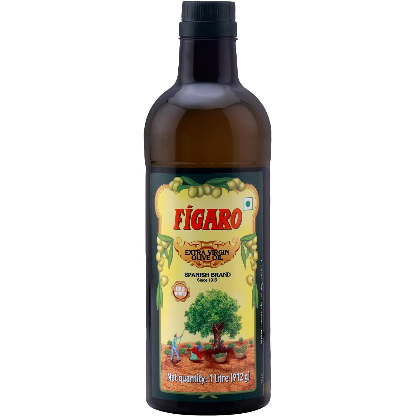 Figaro Extra Virgin Olive Oil- 100% Natural and Cold Extracted- Perfect for Salad, Paratha, Marinade - Imported from Spain- 1L Bottle